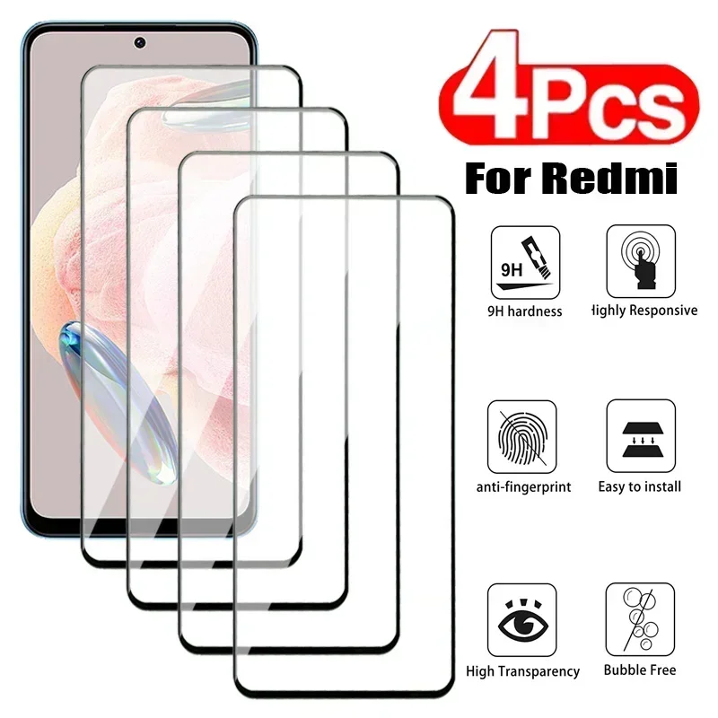 

4 шт. закаленное стекло для Xiaomi Redmi A1 A2 Plus 10A 10C 12C защита для экрана Redmi Note 10 11 12 10T 11T Pro 12T защитная пленка