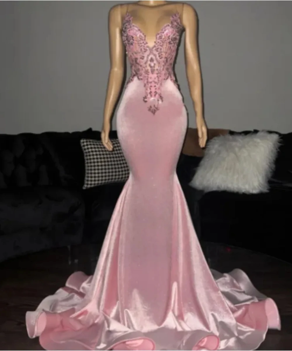2024 New Simple Velour O-Neck Mermaid Evening Dresses Appliques Lace Sleeveless Sexy Sheath Pleated Illusion Vestidos De Fiesta
2024 New Simple Velour O-Neck Mermaid Evening Dresses Appliques Lace Sleeveless Sexy Sheath Pleated Illusion Vestidos De Fiesta