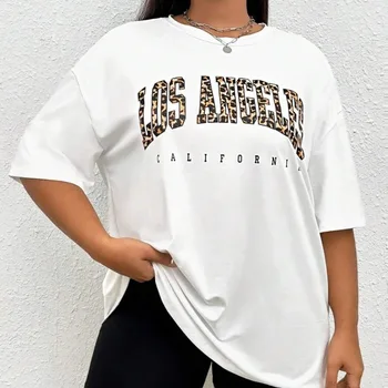 Símbolo musical: Camiseta masculina fashion de verão impressa em 3D, criativa, estilo Harajuku, casual, manga curta, gola clássica e solta 14 Leopard & Letter Graphic Print Women T-shirts Lady Oversize Female Clothes Loose Short Sleeve O-Neck Girl Tees EZwear Y2k Tops