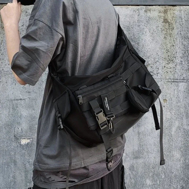 

Tote Style Functional Hop Goth Crossbody For Women's Postman Techwear Black Bags Waist Men Hip Shoulder Satchel Messenger