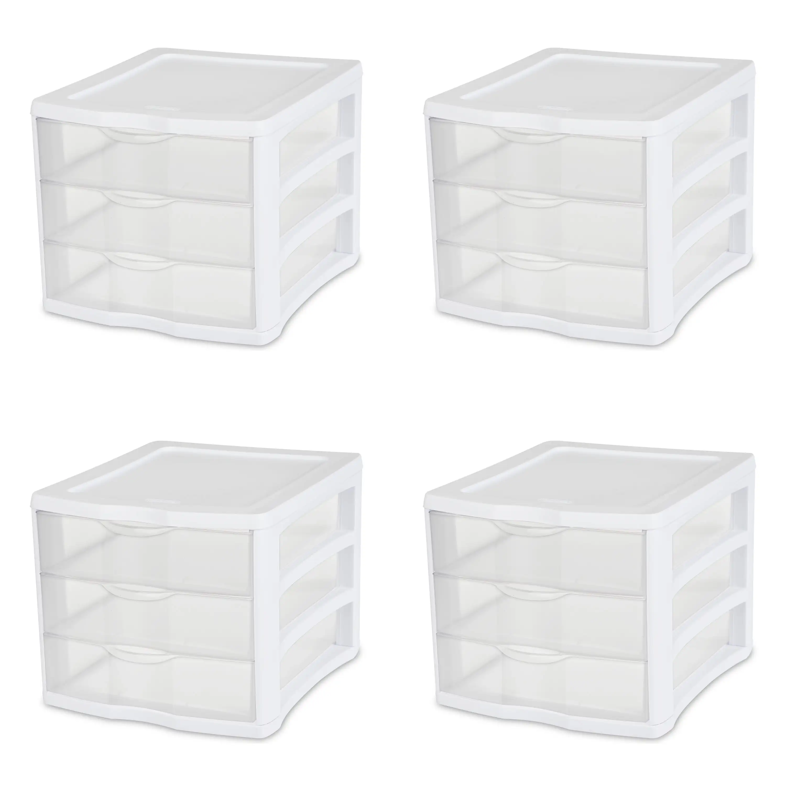 

Sterilite 3 Drawer Unit Plastic, White, Set of 4