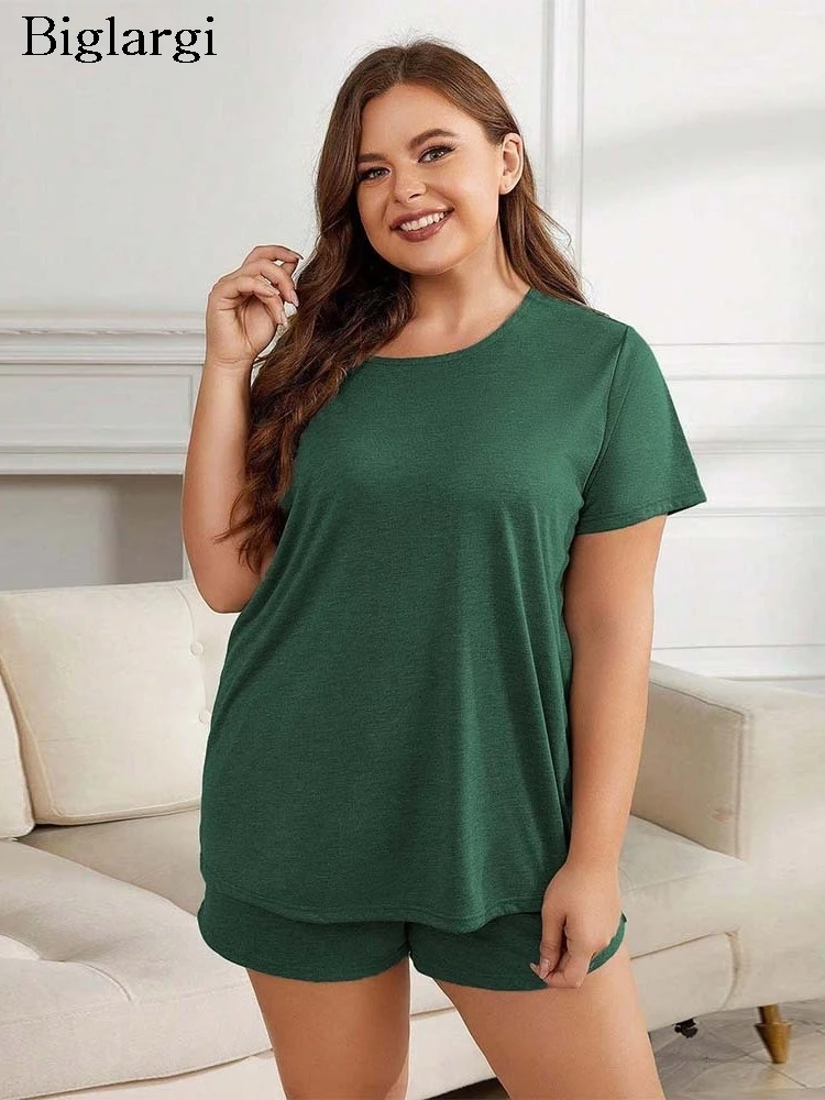 Комплект из 2 предметов для женщин, повседневный Модный пуловер с коротким рукавом, блузка свободного покроя, шорты-мини, большие размеры, на лето
Комплект из 2 предметов для женщин, повседневный Модный пуловер с коротким рукавом, блузка свободного покроя, шорты-мини, большие размеры, на лето