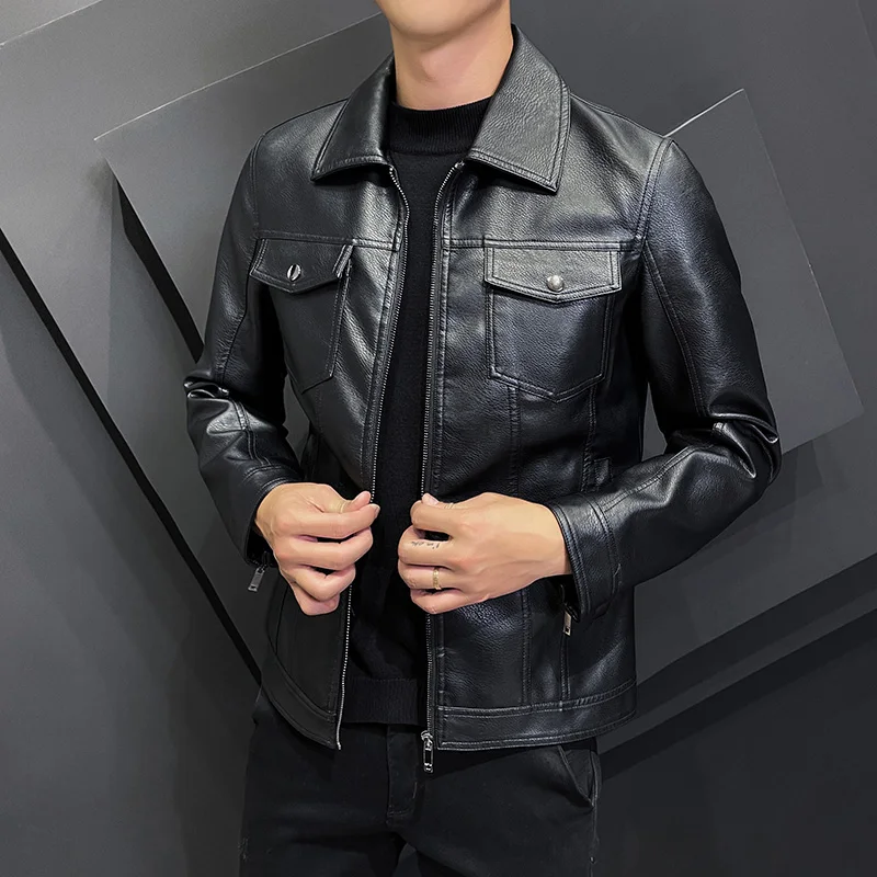 2023 Spring Leather Jacket Men Motorcycle Jacket Slim Fit Male Autumn Faux Leather Coat Men's Casual Zipper Windbreaker Clothes
2023 Spring Leather Jacket Men Motorcycle Jacket Slim Fit Male Autumn Faux Leather Coat Men's Casual Zipper Windbreaker Clothes