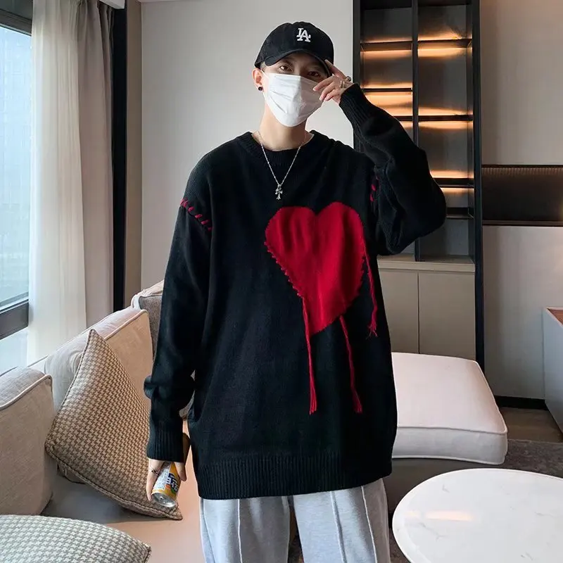 New Y2k Harajuku Minimalist Heart Pattern Sweater Pullover With Tassel Fashion Loose Leisure Couple Outfit Soft Knitted Sweater
New Y2k Harajuku Minimalist Heart Pattern Sweater Pullover With Tassel Fashion Loose Leisure Couple Outfit Soft Knitted Sweater