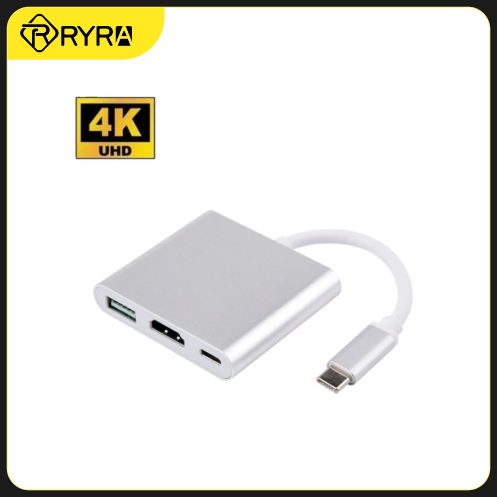 RYRA 4K Aluminum Shell Three-in-one HD Adapter Cable USB3.1 Type-c To HD Multimedia Interface Converter Accessories
RYRA 4K Aluminum Shell Three-in-one HD Adapter Cable USB3.1 Type-c To HD Multimedia Interface Converter Accessories