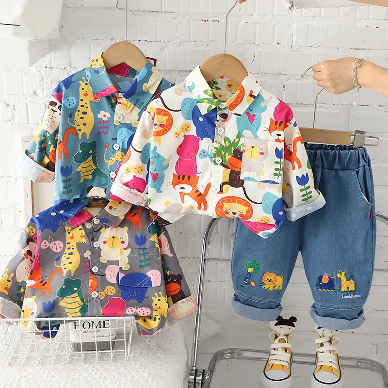 2023 Baby Boy Clothes Outfits Fall Long Sleeve Cartoon Pattern Turndown Collar Shirt Tops Casual Jeans Pants Newborn 2Pcs Set
2023 Baby Boy Clothes Outfits Fall Long Sleeve Cartoon Pattern Turndown Collar Shirt Tops Casual Jeans Pants Newborn 2Pcs Set