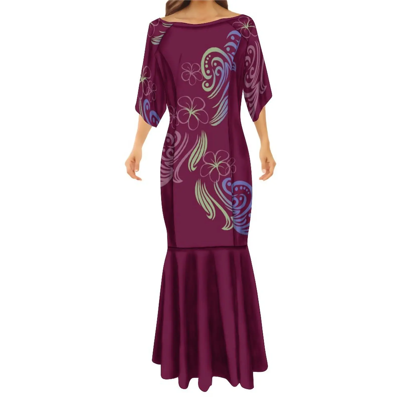 

2024 New Fashion Women'S Elegant Dress For Women Samoa Polynesian Tribe Print Party Fishtail Maxi Dress
