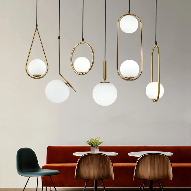 Nordic Golden Chandelier White Glass Ball Pendant Lights Luxury Suspension Corridor Aisle Bedside Led Lighting Restaurant Lamp 
Nordic Golden Chandelier White Glass Ball Pendant Lights Luxury Suspension Corridor Aisle Bedside Led Lighting Restaurant Lamp