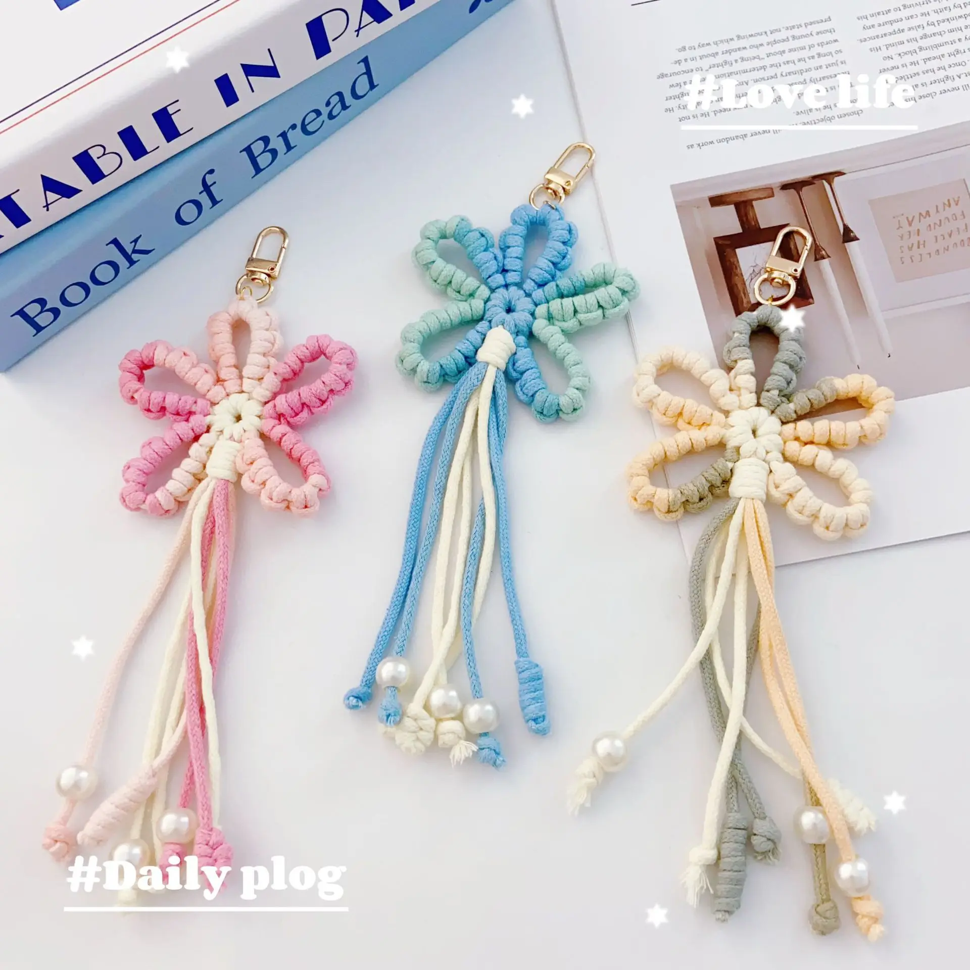 Boho Braided Flower Keychain - Macrame Tassel Car Charm 2 S61f59f51d3dd420f80b7b8ebf7f33369o