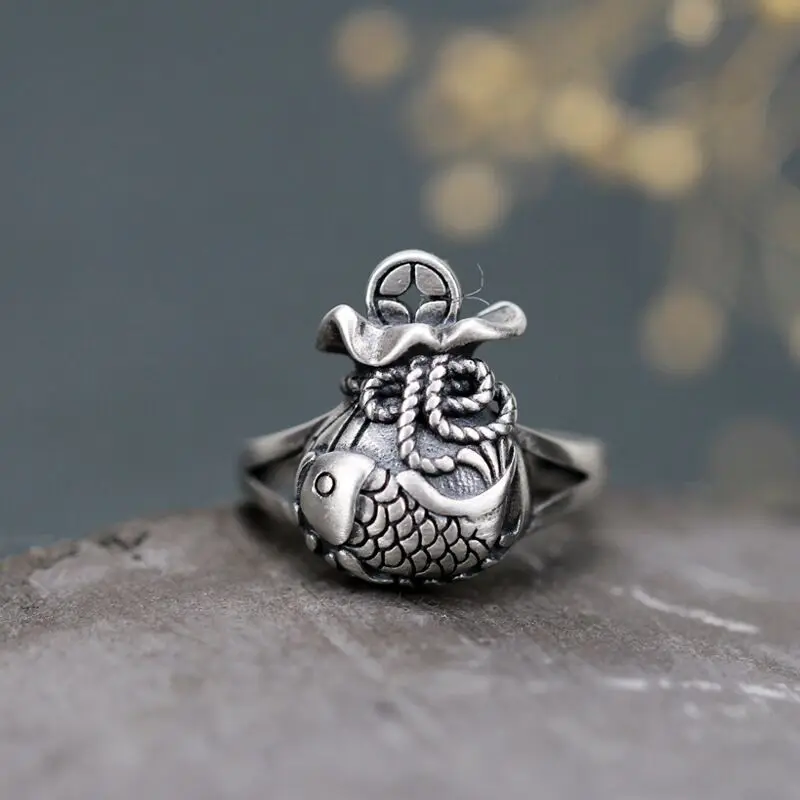Carp Lucky Bag Ring Personality Design Trend Finger Ring for Men Women Charms Casual Couple Party Fashion Jewelry Carp Lucky Bag Ring Personality Design Trend Finger Ring for Men Women Charms Casual Couple Party Fashion Jewelry