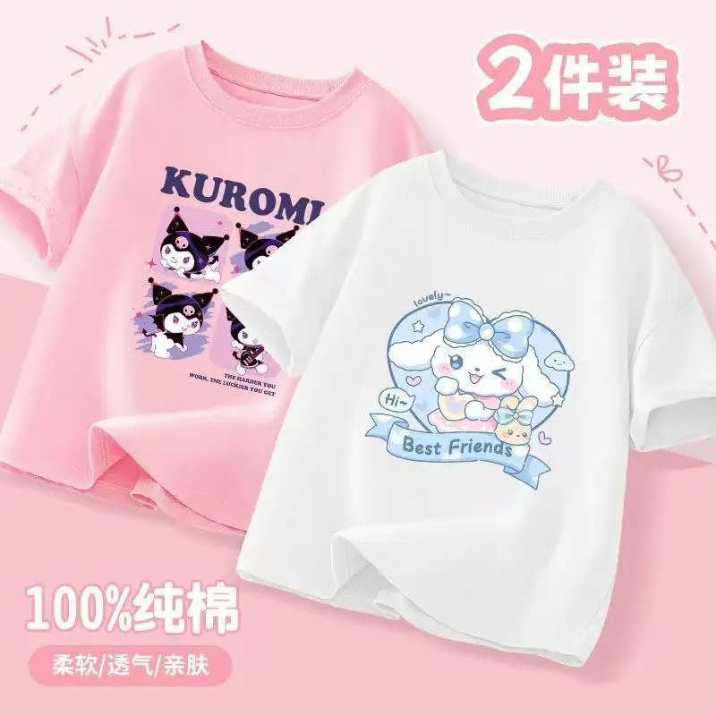 2 قطعة/الحزمة سانريو الصيف طفل الفتيات ملابس الأطفال Kuromi مطبوعة قصيرة الأكمام تي شيرت طفل القطن الكرتون تنفس لينة أعلى 2 قطعة/الحزمة سانريو الصيف طفل الفتيات ملابس الأطفال Kuromi مطبوعة قصيرة الأكمام تي شيرت طفل القطن الكرتون تنفس لينة أعلى