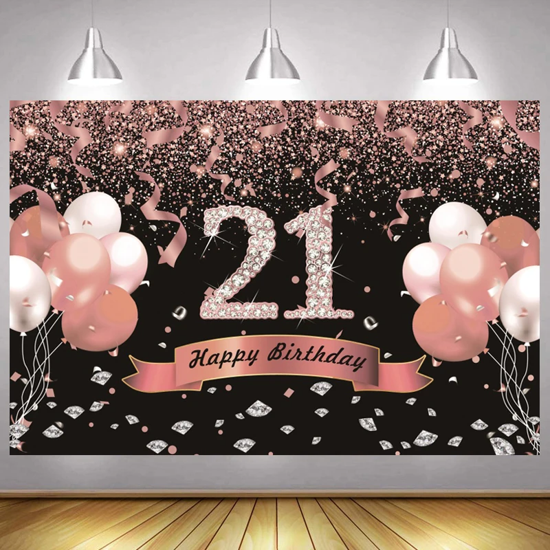 Rose Gold 21st Photo Backdrop Girls Happy Birthday Party Decoration Diamond 21 Photography Backgrounds Banner
Rose Gold 21st Photo Backdrop Girls Happy Birthday Party Decoration Diamond 21 Photography Backgrounds Banner