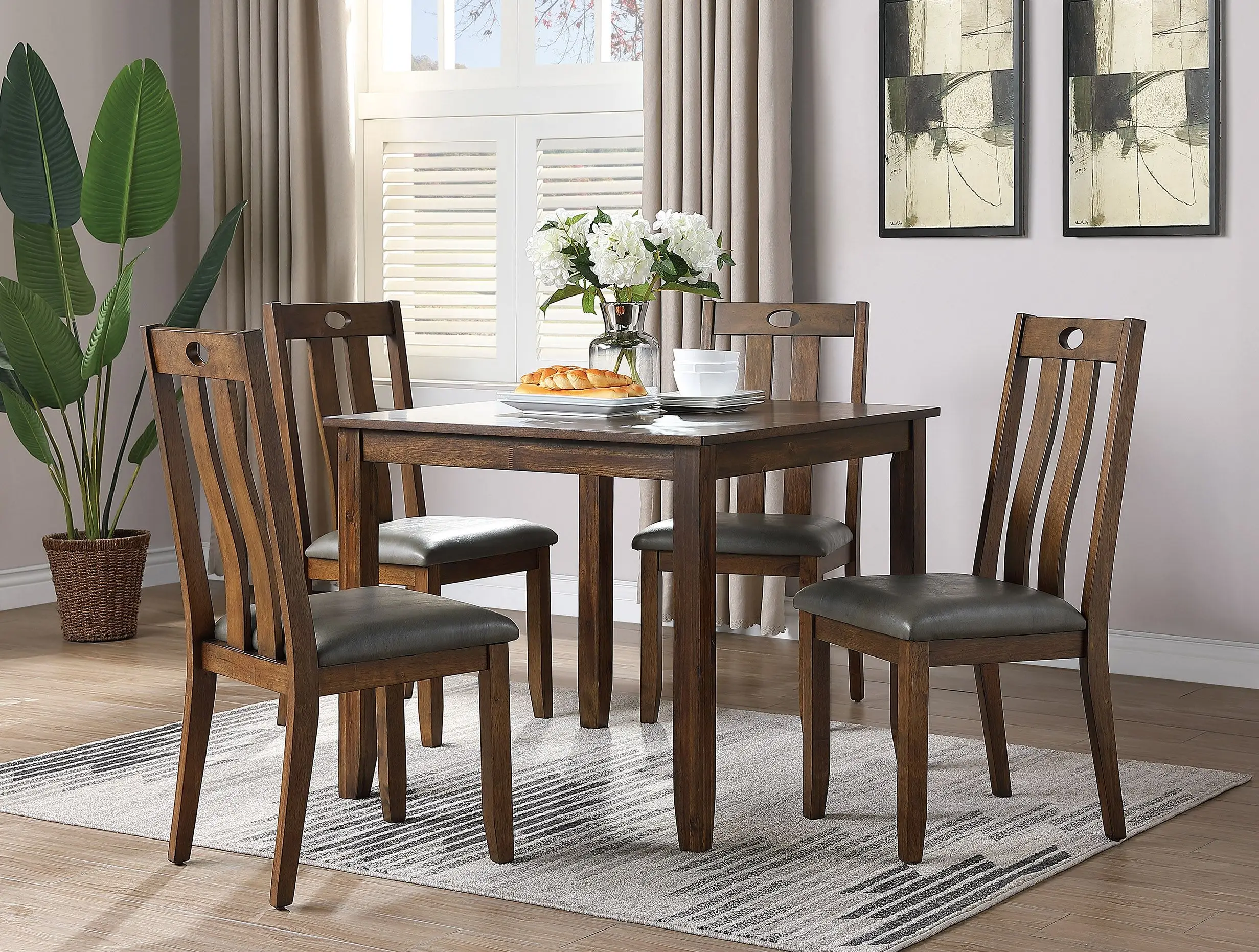 Natural Brown Finish Dinette 5pc Set Kitchen Breakfast Dining Table wooden Top Cushion Seats Chairs Dining room Furniture
Natural Brown Finish Dinette 5pc Set Kitchen Breakfast Dining Table wooden Top Cushion Seats Chairs Dining room Furniture