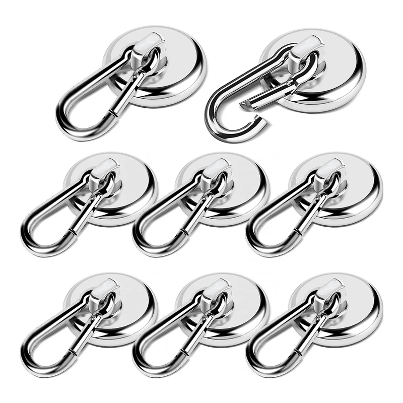 8 Pack Magnetic Hooks Heavy Duty, With Carabiner Hook Silver Ndfeb ,For Grill, Hanging, Cruise, Kitchen, Garage, Refrigerator
8 Pack Magnetic Hooks Heavy Duty, With Carabiner Hook Silver Ndfeb ,For Grill, Hanging, Cruise, Kitchen, Garage, Refrigerator