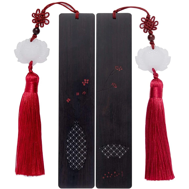 

Bookmarks With Tassels Are Made Wood And Decorated With Red Bean Patterns These Couple Bookmarks Are The Best Gifts