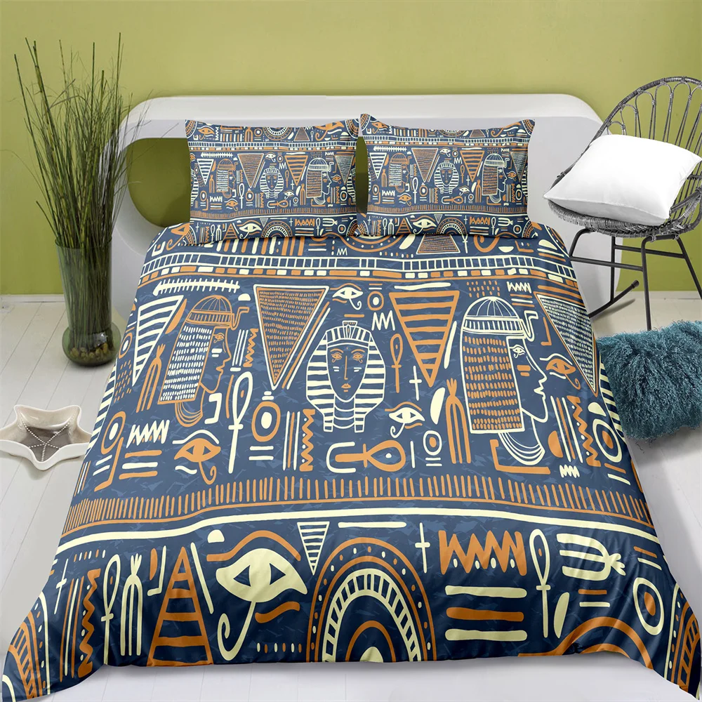 Grey Blue Bedding Set Egyptian Symbol Duvet Cover with Pillow Cover Bedding Single Double Twin Full Queen King Boho Beding Set
Grey Blue Bedding Set Egyptian Symbol Duvet Cover with Pillow Cover Bedding Single Double Twin Full Queen King Boho Beding Set