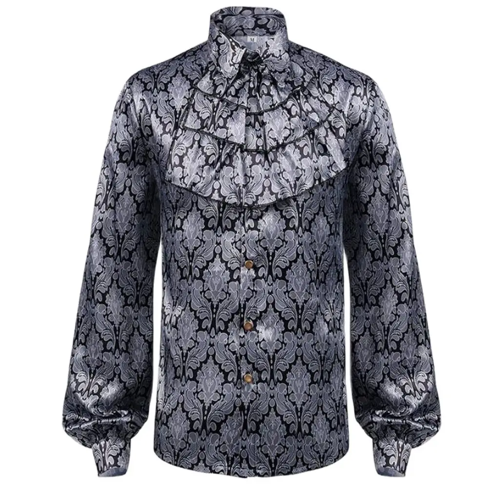 

Black Gold Mens Silk Shirt Paisley Floral Long Sleeve Casual Shirts For Men Jacquard Male Business Party Wedding Dress Up Tops