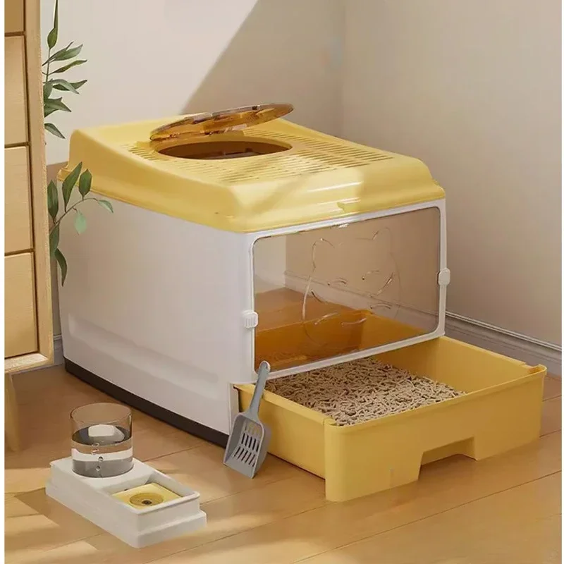 

Fully Enclosed Sandboxes for Cats，Folding Design Cat Toilet Convenient Drawer Cat Litter Box ，Dust Odor Repellent Pet Supplies