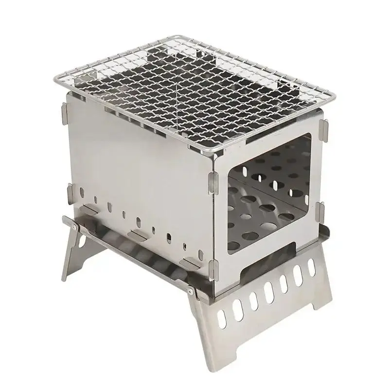 

Portable Folding Stove Camping Equipment Outdoor Picnic Stainless Steel Incinerator Grill Mini Charcoal Stove Barbecue Grill BBQ