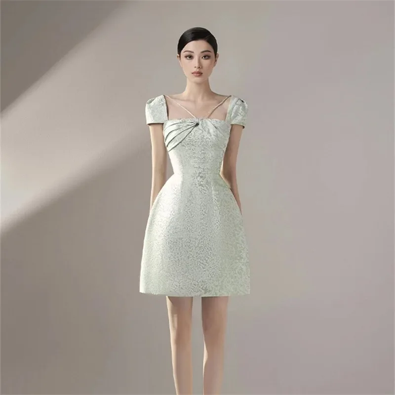 Elegant Summer Short Skirt 2023 Fashion Green Jacquard A-L0ine Women Dress Cocktail Birthday Evening Club Dresses
Elegant Summer Short Skirt 2023 Fashion Green Jacquard A-L0ine Women Dress Cocktail Birthday Evening Club Dresses