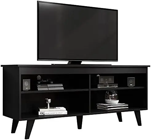 

Stand with 4 Shelves and Cable Management, for TVs up to 65 Inches, Wood, 23'' H x 15'' D x 59'' L \u201 Cable clips Cable organ