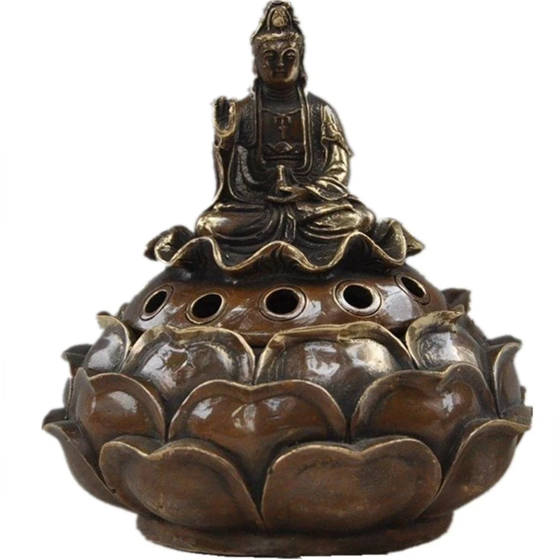 MOEHOMES*15 cm/Chinese buddhist brass l guanyin bodhisattva lotus incense burner Metal crafts family decorations incense burner
MOEHOMES*15 cm/Chinese buddhist brass l guanyin bodhisattva lotus incense burner Metal crafts family decorations incense burner