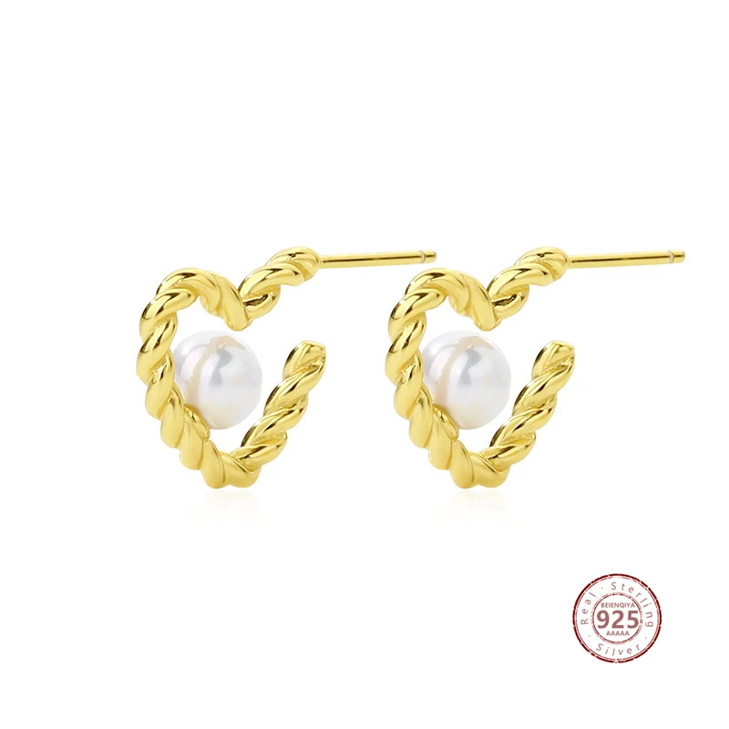 Vintage Twisted Heart Earrings 925 Sterling Silver Elegant Pearl Stud Earrings For Women Fashion Wedding Jewelry Gifts
Vintage Twisted Heart Earrings 925 Sterling Silver Elegant Pearl Stud Earrings For Women Fashion Wedding Jewelry Gifts