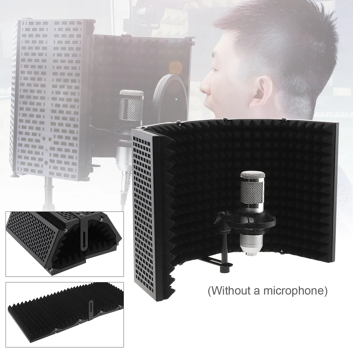 Metal Microphone Isolation Shield 5 Panel Wind Screen Foldable 3/8" and 5/8" Threaded Foam for Recording Studio Live Broadcast
Metal Microphone Isolation Shield 5 Panel Wind Screen Foldable 3/8" and 5/8" Threaded Foam for Recording Studio Live Broadcast