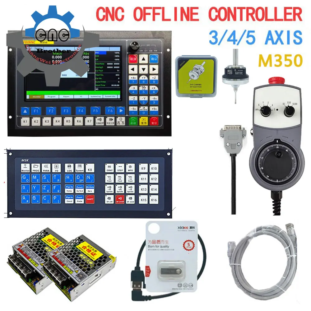 

DDCS-Expert CNC Controller M350 3/4/5 Axis 1Mhz G Code+Latest Extended Keyboard +3d Edge Finder+Hand Wheel Mpg+75W24V