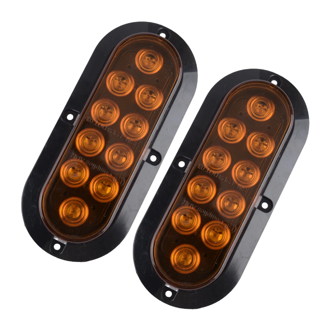 

2Pcs Amber 10LED Oval Stop Turn Signal Tail Backup Reverse Brake Light 12V for Truck Trailer Cargo Tractors Bus Universal