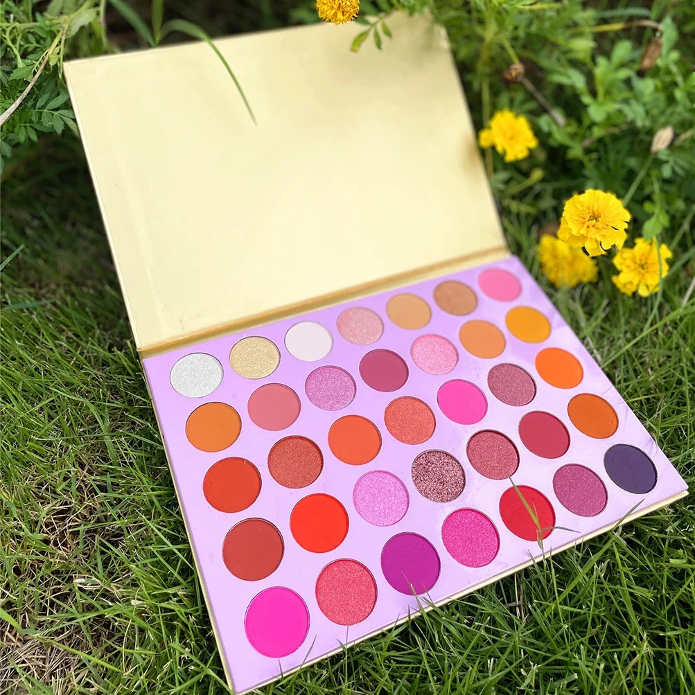 

Private Label 35-Color Eyeshadow Custom Bulk Paper-tray Palette Pigment Shimmering Matte Glitter Beauty Eye Shadow Makeup Purple