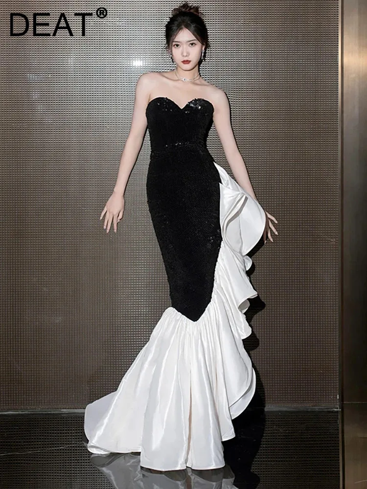 DEAT Women Fashion Evening Dress Strapless Sleeveless Sequins Patchwork Waist Irregularity Sexy Dresses Spring 2024 New 13DB4627
DEAT Women Fashion Evening Dress Strapless Sleeveless Sequins Patchwork Waist Irregularity Sexy Dresses Spring 2024 New 13DB4627