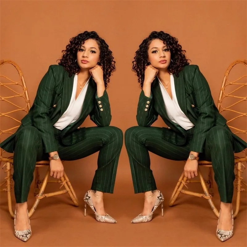 Pinstripes Dark Green Women Suits Set For Work2Pcs Custom Made Blazert+Pants Designer Office Lady Mother Of Bridal Prom Dress 
Pinstripes Dark Green Women Suits Set For Work2Pcs Custom Made Blazert+Pants Designer Office Lady Mother Of Bridal Prom Dress