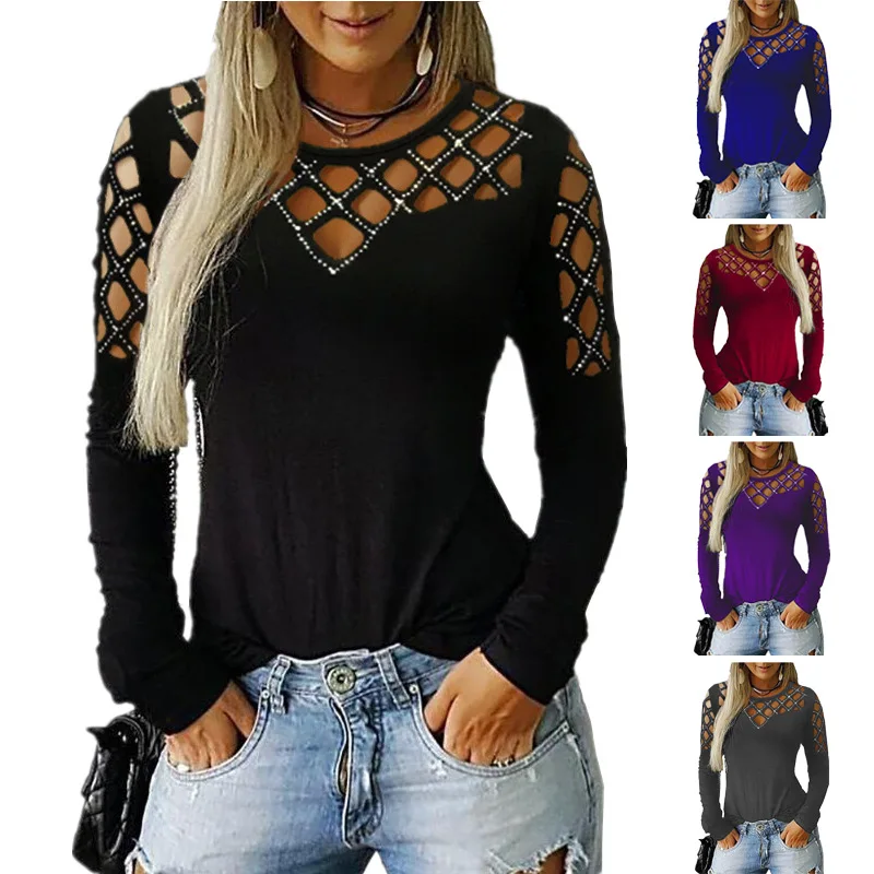 Women Shirt Blouses Loose Size Diamonds Fashion Casual O-Neck Hollow-Out Spring Autumn Slim Women Long Sleeve Blusa Shirt
Women Shirt Blouses Loose Size Diamonds Fashion Casual O-Neck Hollow-Out Spring Autumn Slim Women Long Sleeve Blusa Shirt