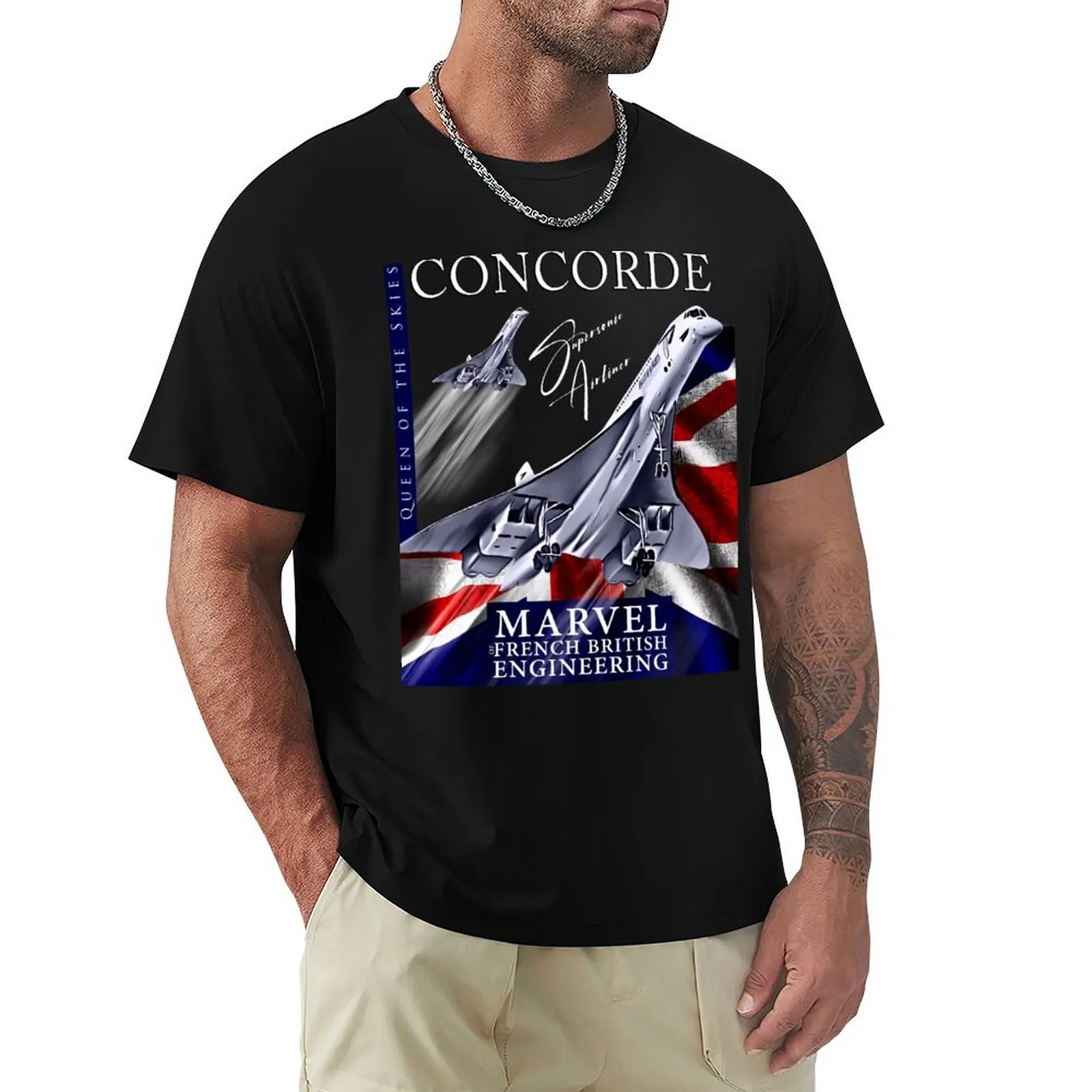 

Concorde Retro Vintage British French aircraft travel pilot t-shirt T-Shirt plus size tops sports fans sweat shirts, men