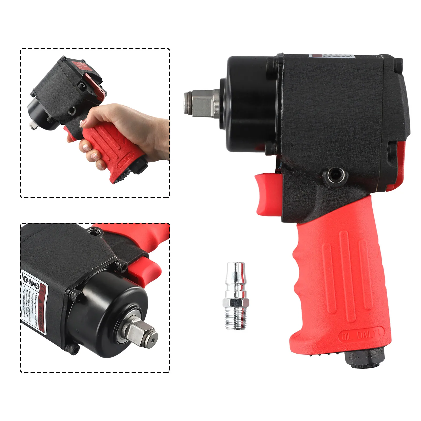1pcs 1/2 Inch Double Hammer Air Impact Wrench 4.9inch 125mm Adjustable Speed 10000rpm Speed Pneumatic Tools Accessories
1pcs 1/2 Inch Double Hammer Air Impact Wrench 4.9inch 125mm Adjustable Speed 10000rpm Speed Pneumatic Tools Accessories