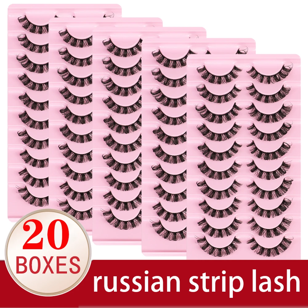 

Russian Strip Lashes Wholesale 5/10/15/20 Boxes Natural Look Short Eye Lashes False Lashes Wispy Eyelashes D Curl Pack 10 Pairs