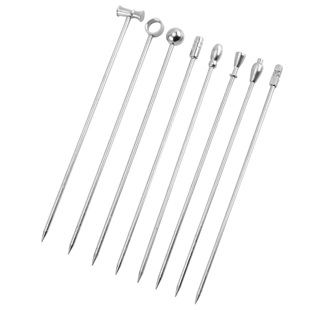 

8 Pcs Fruit Juice Beverages Metal Needle Fancy Toothpicks for Appetizers Stainless Steel Cocktail Swizzle Drinks Blender