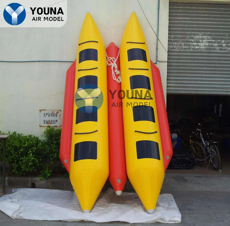 

PVC Commercial Mesh Cloth Inflatable Flying Fish Water Game Inflatable Floating Banana Boat For Outdoor Sports Play