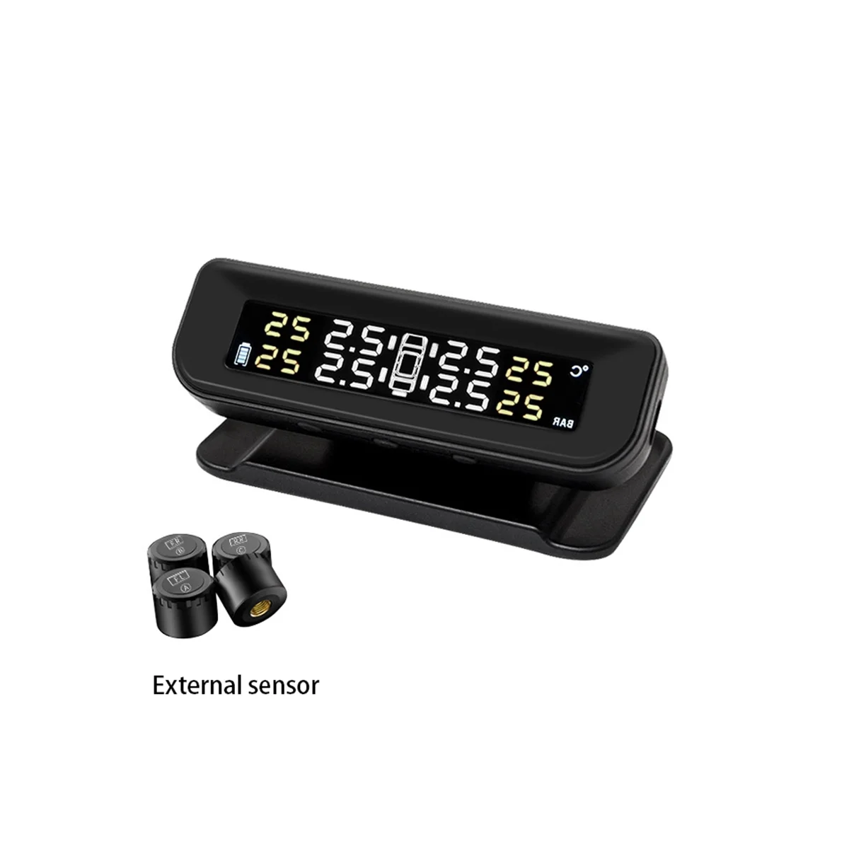 Беспроводная система контроля давления в шинах с солнечной батареей и 4 внешними датчиками
Беспроводная система контроля давления в шинах с солнечной батареей и 4 внешними датчиками