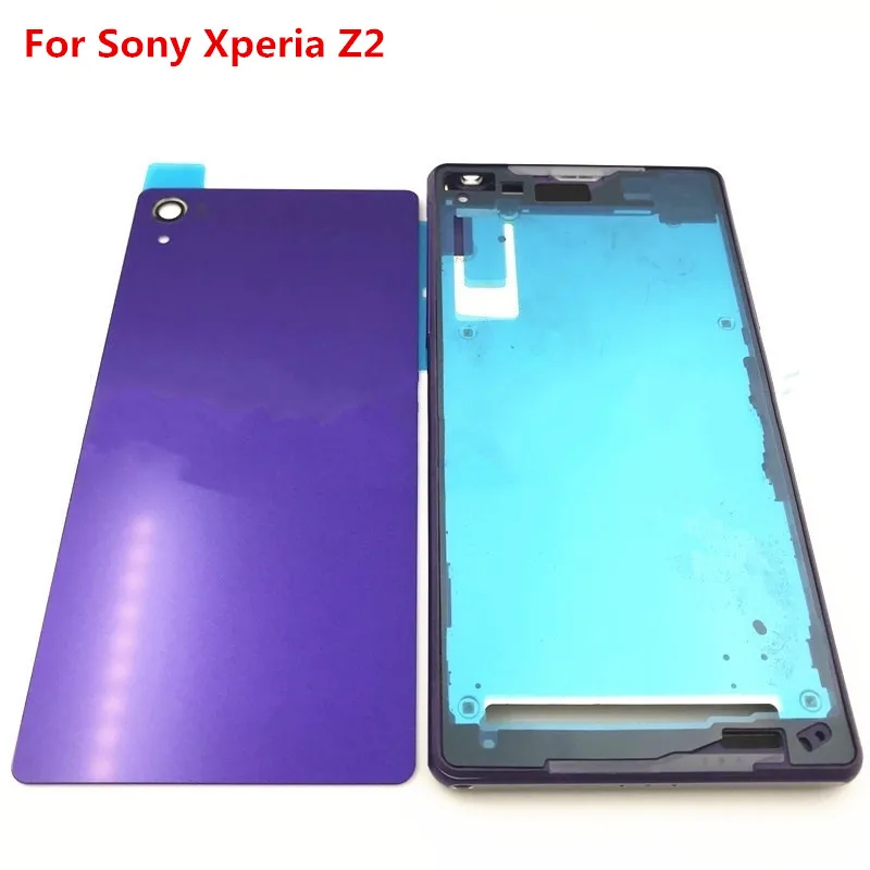 

Original Battery Door Back Cover For Sony Xperia Z2 L50w D6503 D6502 Full Housing LCD Panel Middle Frame Case With Side Buttons