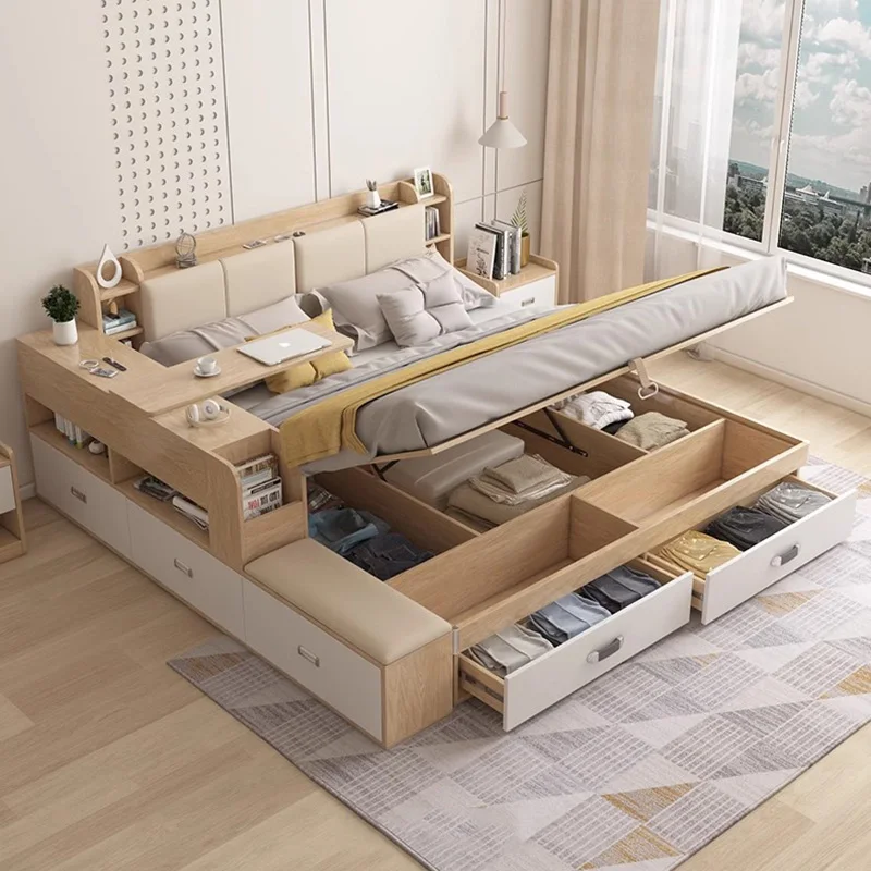Multifonction Wood Bed Organiser Drawers Storage Bedroom Bed Modern Luxury Camas De Matrimonio Dormitorio Home Decoration
Multifonction Wood Bed Organiser Drawers Storage Bedroom Bed Modern Luxury Camas De Matrimonio Dormitorio Home Decoration