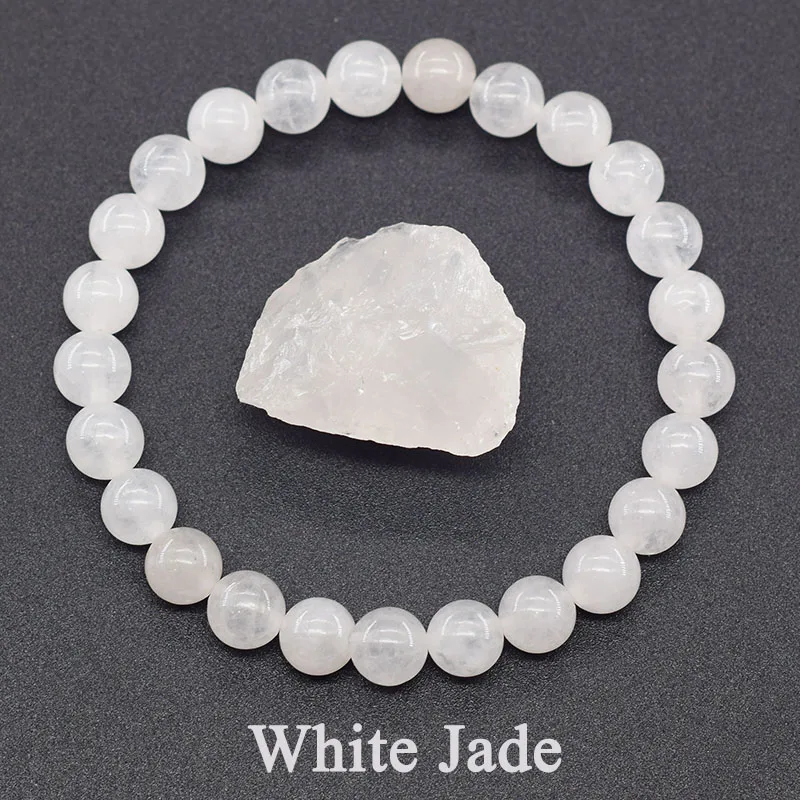 Natural Stone Bead Bracelets White Jade