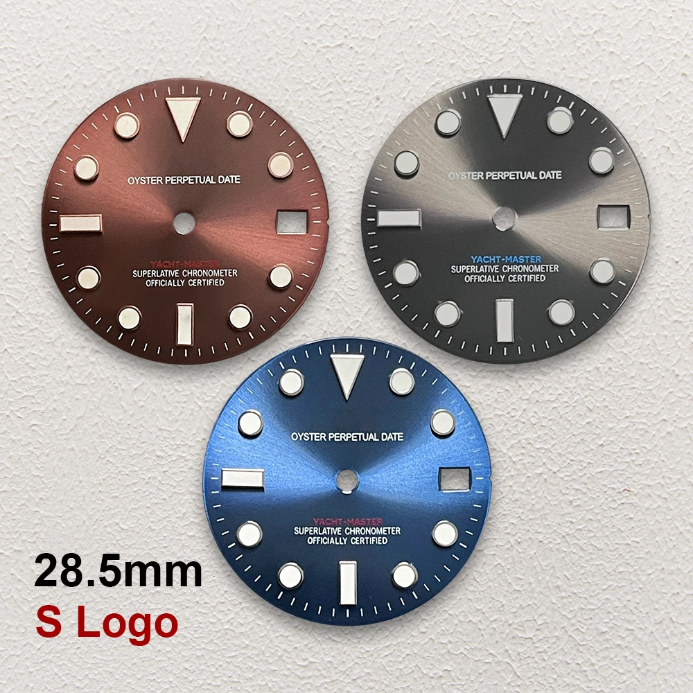 

28.5mm S Logo Sunray Dial Suitable For NH35/NH36/4R/7S Movement Green Luminous Watch Modification Accessories