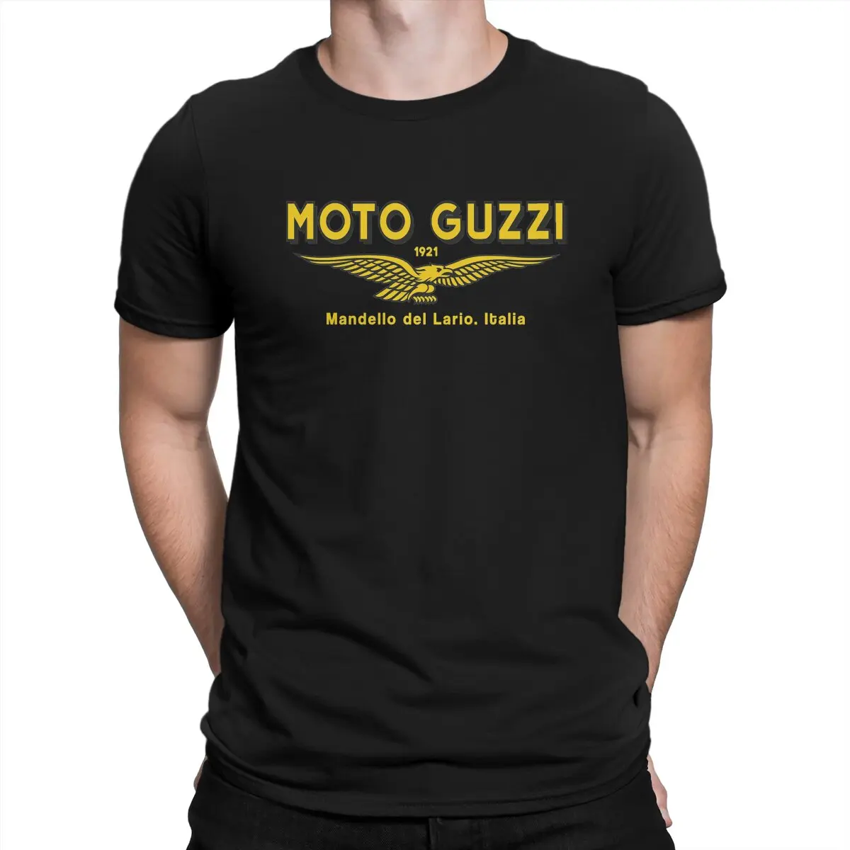 

Мужские футболки Moto Guzzi. Мандало дель ларио. 1921 хлопковая футболка для отдыха, футболка с коротким рукавом для мотогонок, круглый воротник