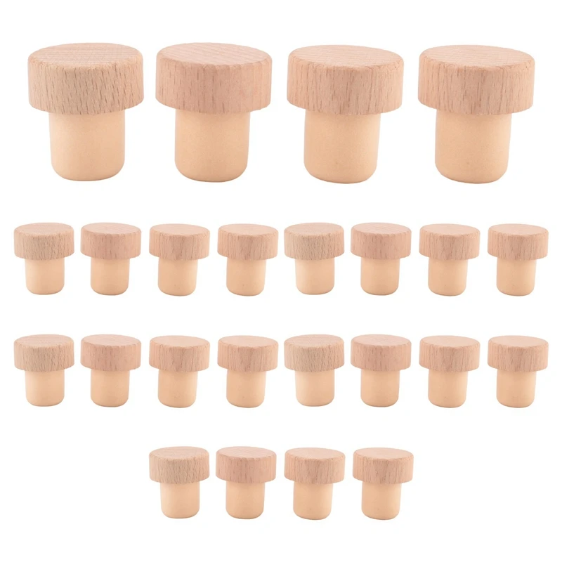 

120Pc Wine Bottle Corks T Shaped Cork Plugs For Wine Cork Wine Stopper Reusable Wine Corks Wooden & Rubber Wine Stopper