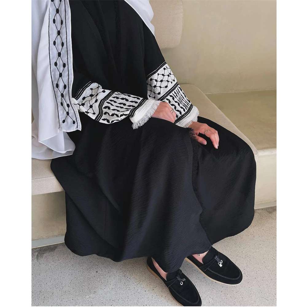 

Muslim Women Open Abaya Cardigan Embroidery Maxi Dress Turkey Kimono Eid Party Gown Arab Kaftan Islamic Morocco Jalabiya Robe