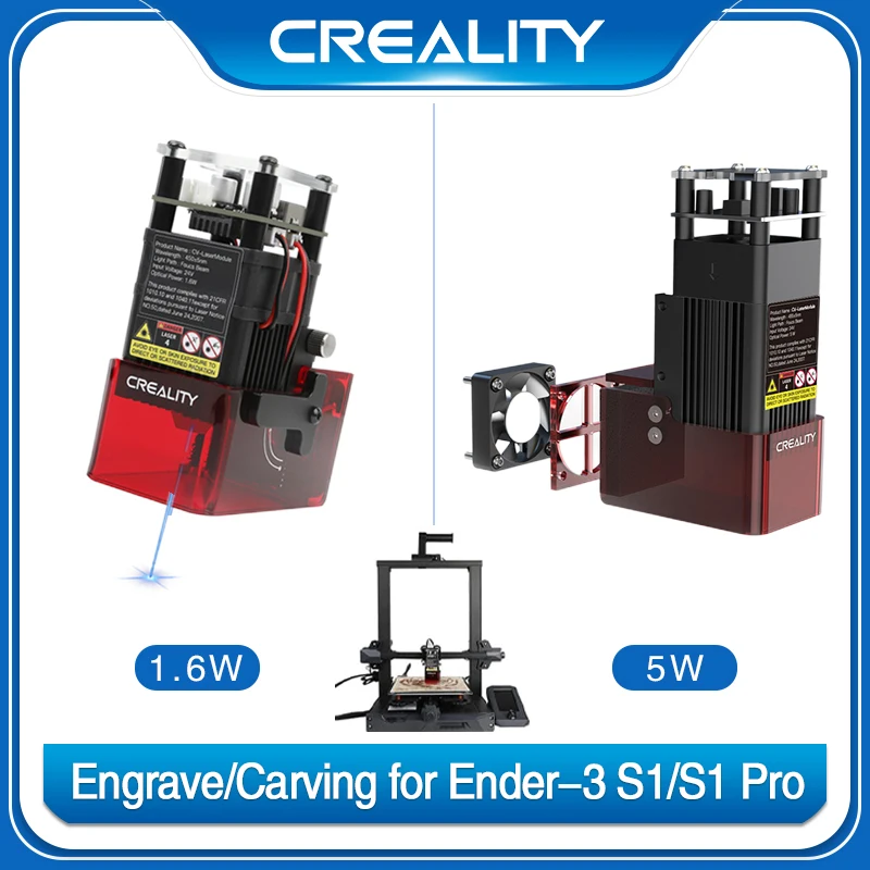 

Creality CV-Laser Engraving Laser Module 24V 1.6W/5W Precise Focusing Soot Absorption for Ender 3 S1Ender 3 S1 Pro 3D Printers