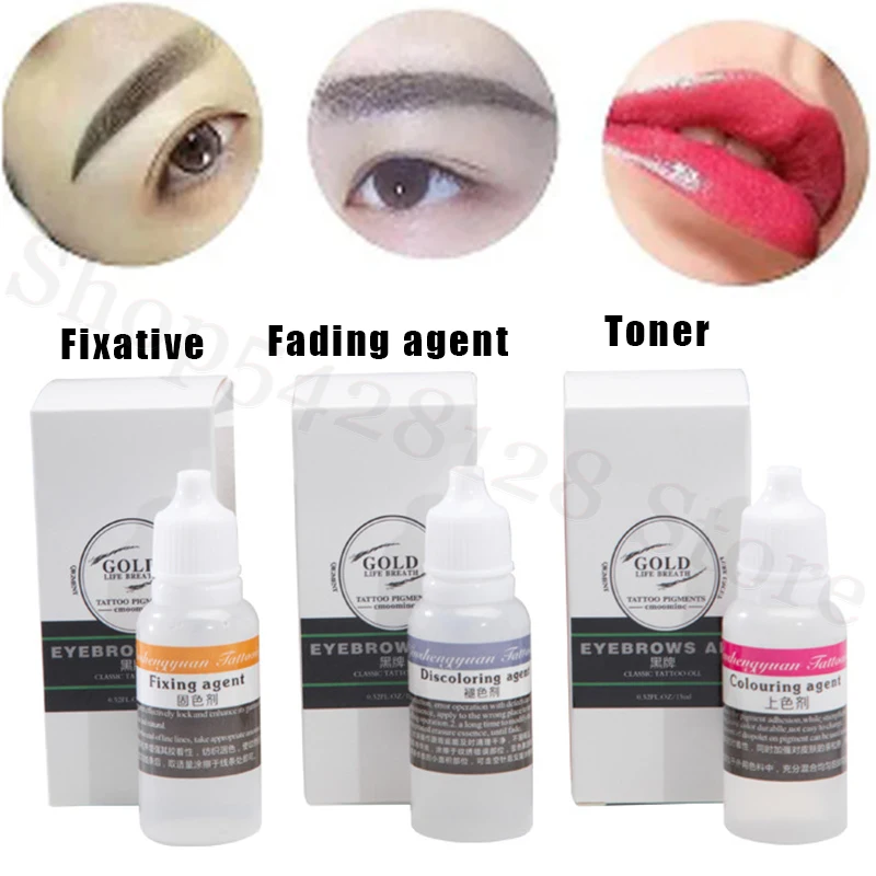 

Plant Semi-permanent Tattoo Repair Agent Fast Coloring Pigment Eyebrow Eye Lip Color Fixing Agent Lock Color Agent 15ml