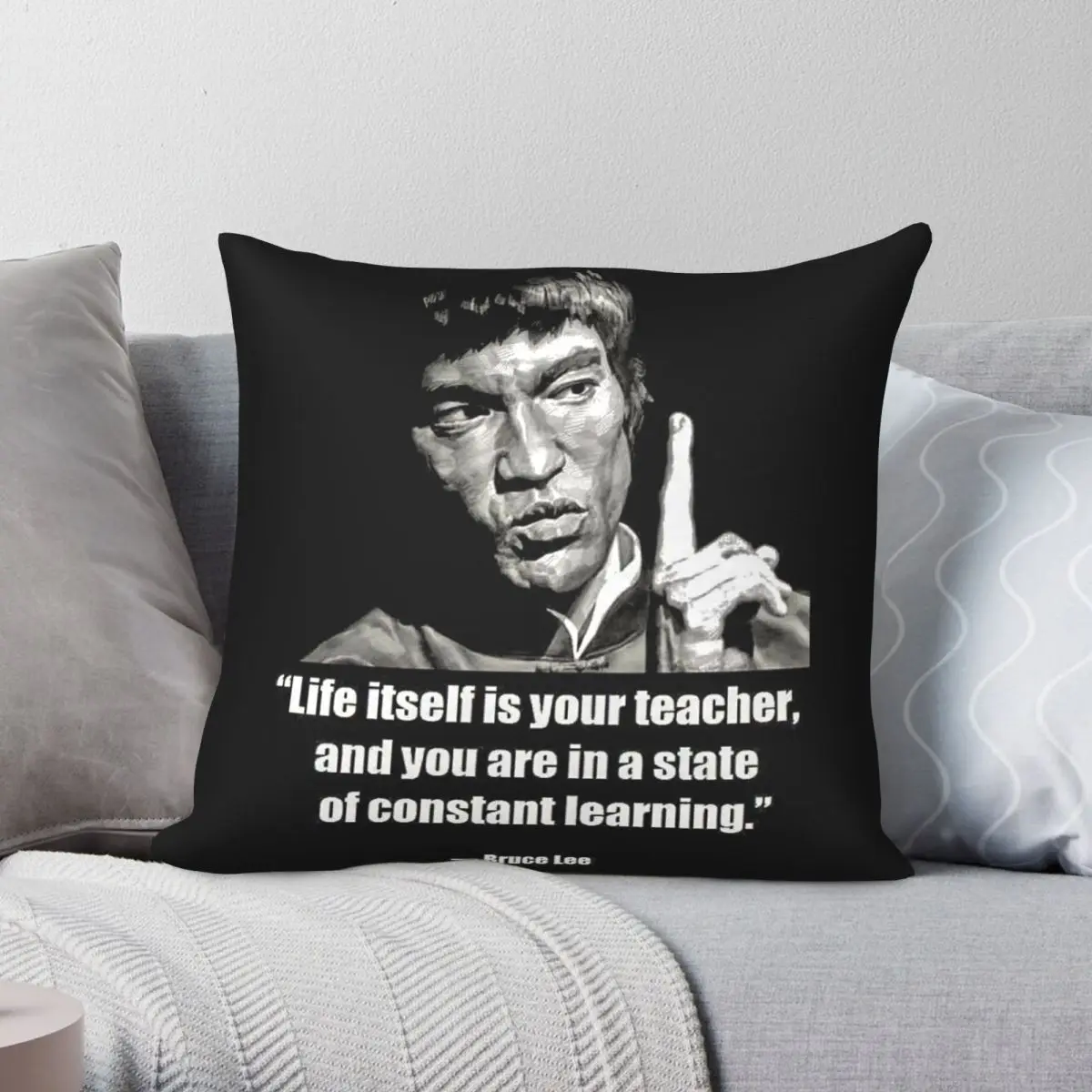 

Bruce Lee Quote Pillowcase Polyester Linen Velvet Creative Zip Decor Pillow Case Home Cushion Case 45x45